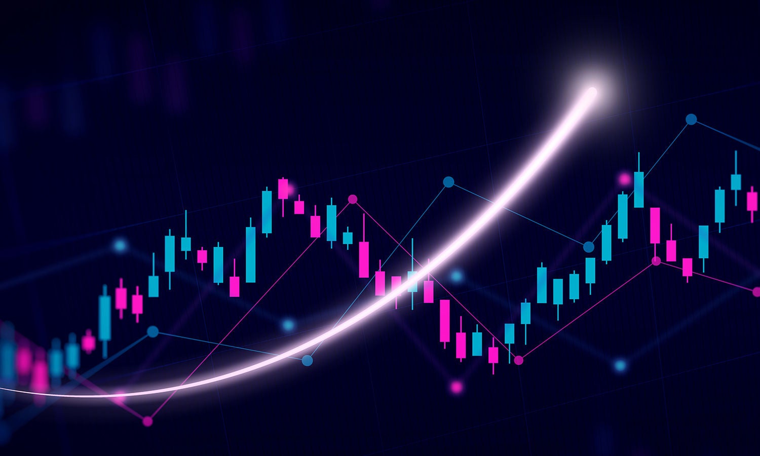 Candle chart with comet uptick